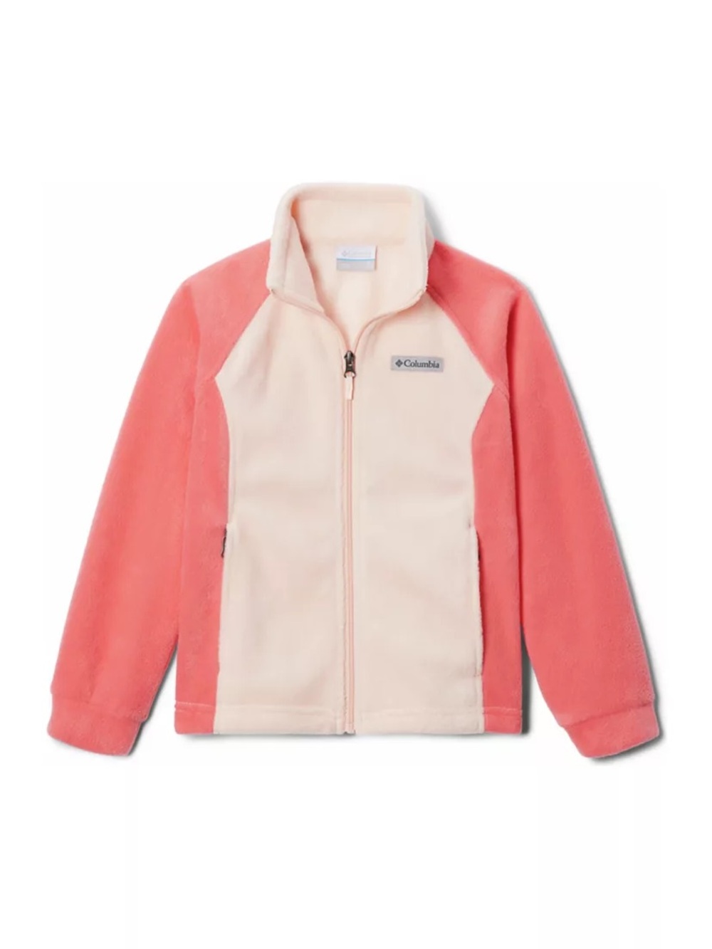 Columbia Colorblock Fleece Benton Spring Jacket in Coral & Cream